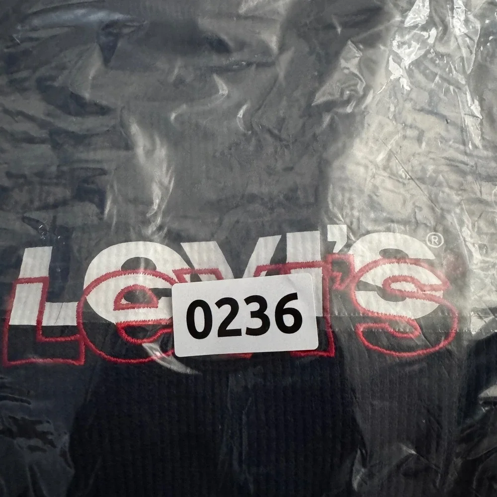 Levi's Thermal Coverall Boys 12M Navy Blue Waffle Knit Logo Romper